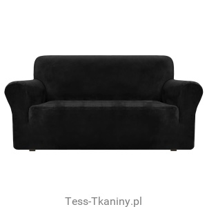 Pokrowiec na sofę 2-osobową, welurowy - czarny