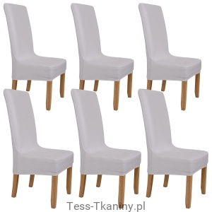 Zestaw 6 szt. pokrowców na krzesło ze skośnym siedziskiem, welurowe - białe
